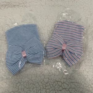 Upsmile 2 Pieces Newborn Baby Hat Cap with Big Bow